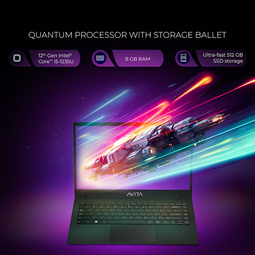 AVITA Liber E 12th Gen Intel core i5 Upto 4.40 GHz 8GB RAM 512GB SSD Expandable Upto 2TB  Windows 11 Home Thin & Light Black 1.84 Kg